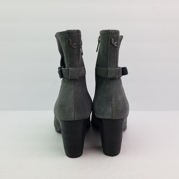 Koolaburra By Ugg Samiah Womens Size 7 Grey Suede Stacked Heel Booties Boots - Picture 7 of 12